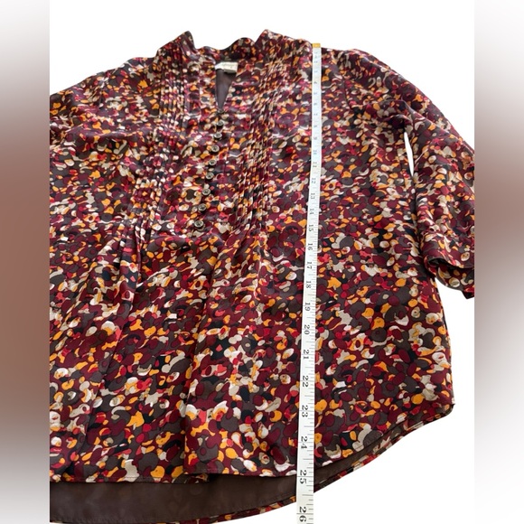 Coldwater Creek Multicolor Brown Orange Red Fall Blouse Button 3/4 Sleeve- S (8) - Picture 6 of 9